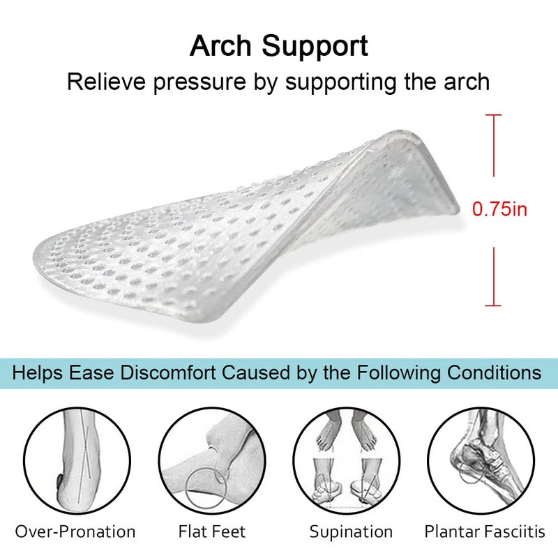 Dr.Foot Dr. Foot's Arch Support Shoe Insoles for Flat Feet  Gel Arch Inserts for Plantar Fasciitis  Adhesive Arch Pad for Relieve Pressure and Feet Pain- 3 Pairs (Transparent+Black+Beige  3 Count (Pack of 1)) - Image 2